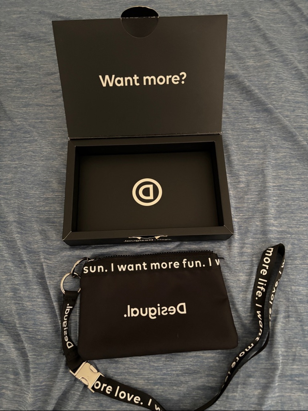 Desigual Black Logo Wristlet with Printed Lanyard